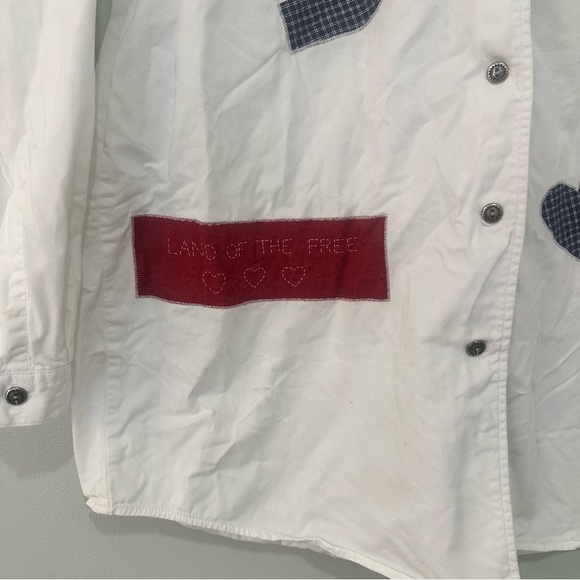 Vintage Authentic Lee Button Front Shirt Patriotic USA Hearts Flag Size Medium - Picture 3 of 12